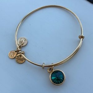 Alex and Ani bangle w/ emerald green charm